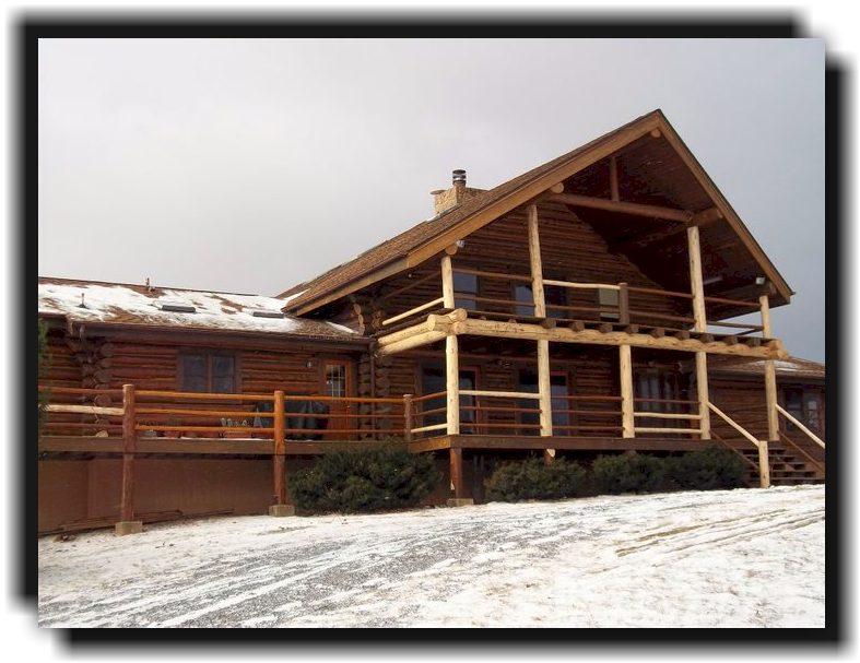 loghome in the snow